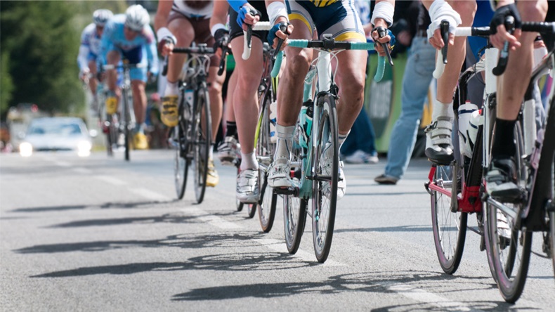 group of cyclist at professional race