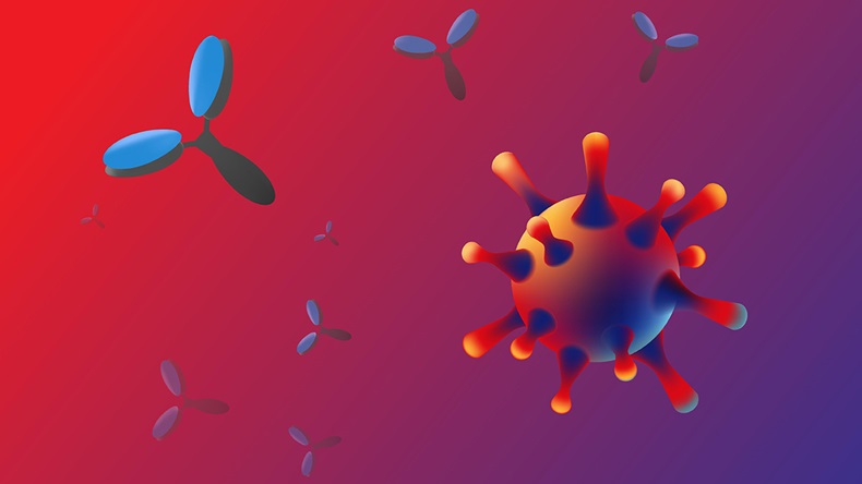 Vector illustration of monoclonal antibody for coronavirus treatment