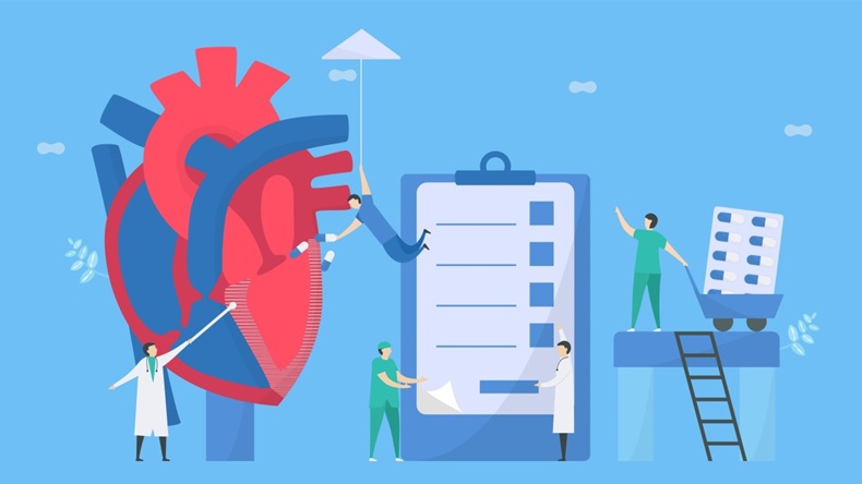 Cardiology vector illustration; cardiomyopathy