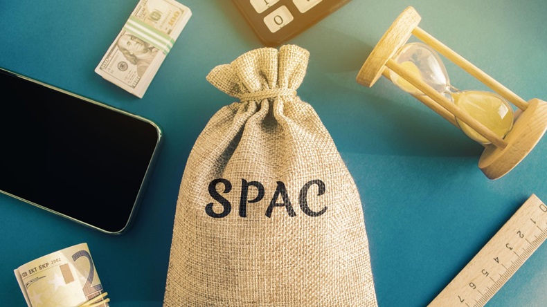Money bag with the word SPAC - Special purpose acquisition company
