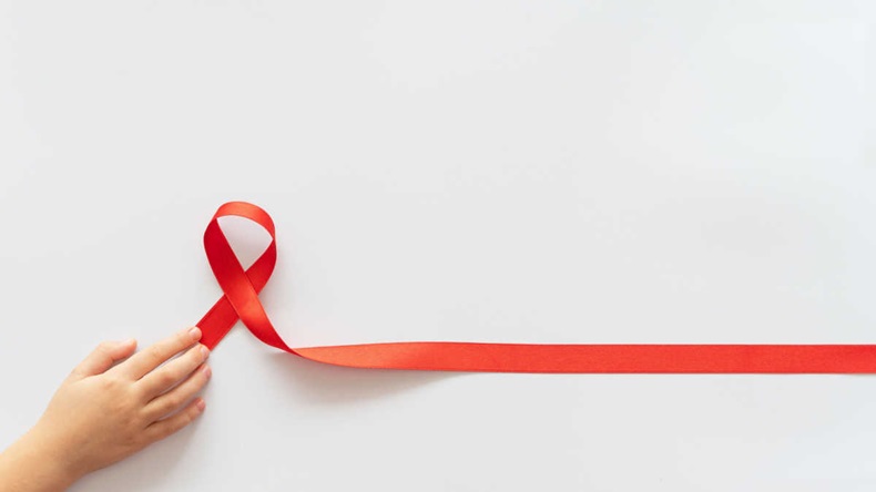 AIDS logo with red ribbon