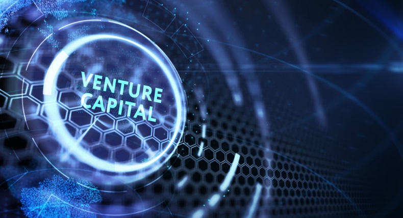 Venture capital dial on a blue background