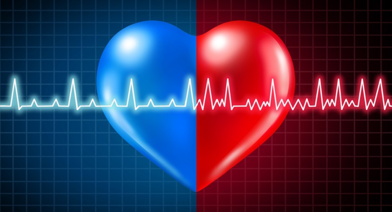 Atrial fibrillation medical condition and normal or abnormal heart rate rhythm as a cardiac disorder