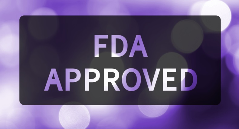 FDA approved written on translucent black space