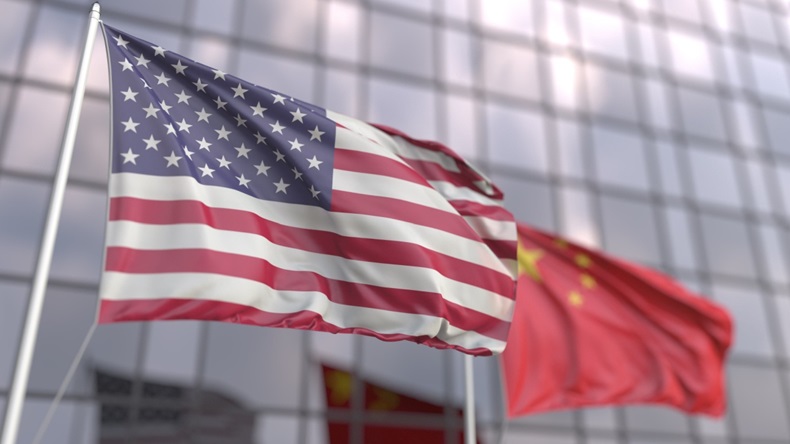 US China flags