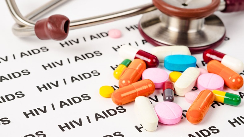 Pills on Hiv - aids background